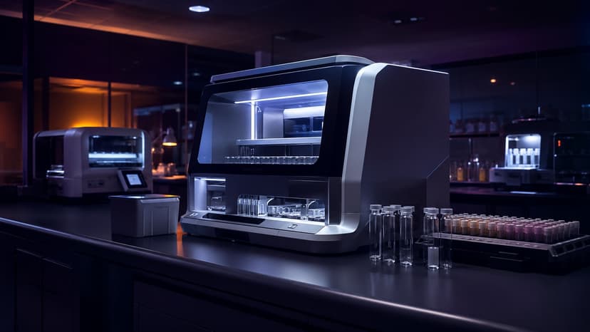 Modern medical laboratory with diagnostic equipment under cool light